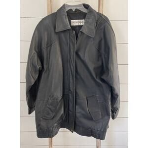 Deerskin Men’s Black Genuine Leather Zip Up Classic Jacket XL